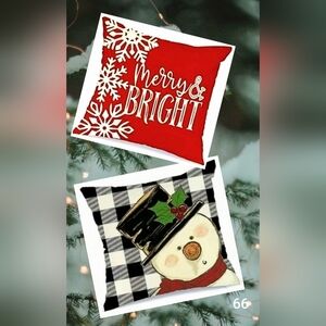 Christmas Pillow Covers 18x18 Set 0f 2 Snowman and Merry & Bright
